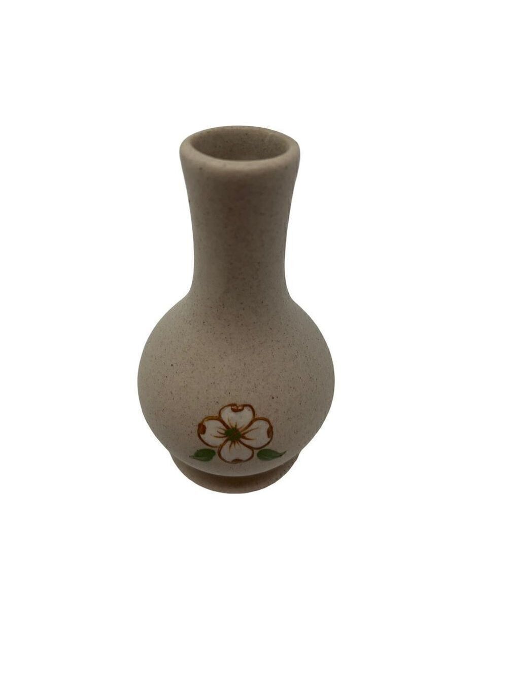 Pigeon Forge Pottery Dogwood Vase 3.5" Hand Painted Beige Vintage Bud souvenir